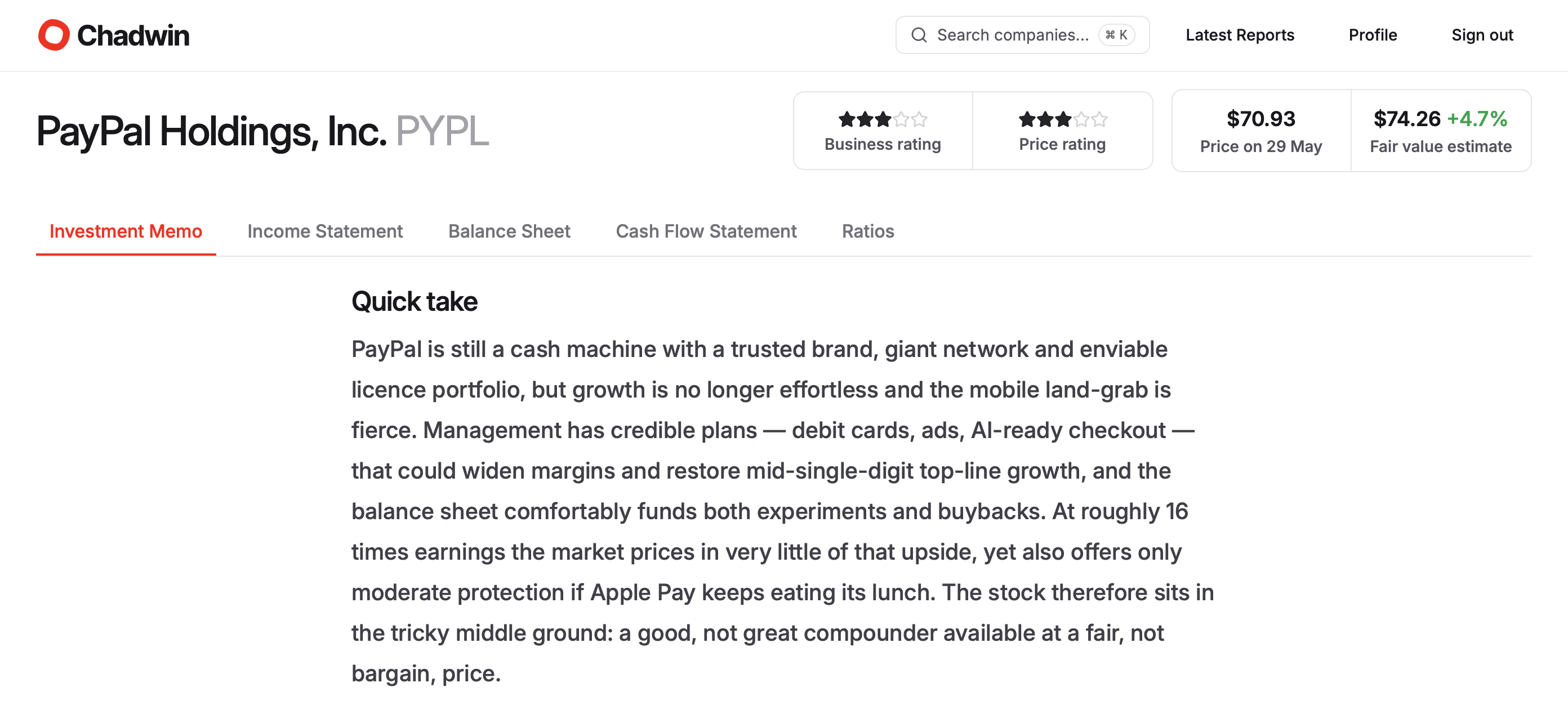 Screenshot of Chadwin